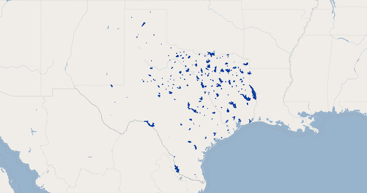 Texas Major Reservoirs - United States of America | GIS Map Data ...