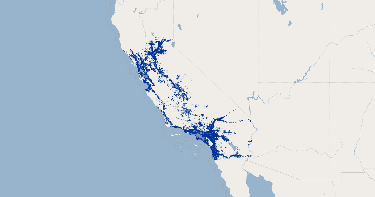 California 2050 Projected Urban Growth - California  GIS Map Data 