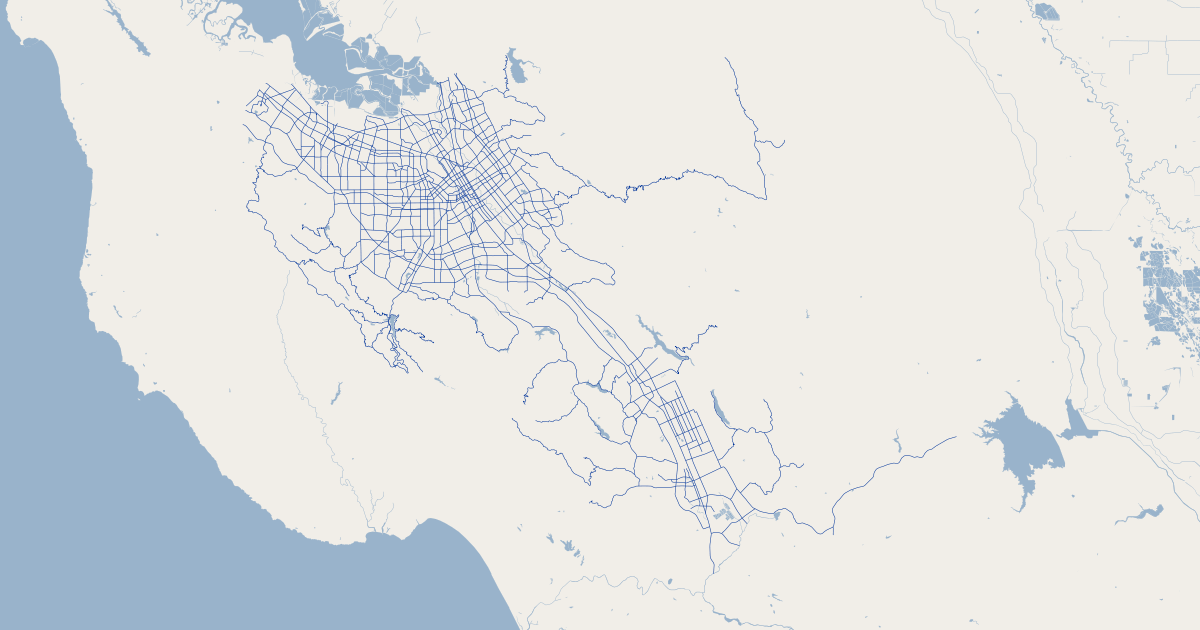 Santa Clara County, California Major Roads  GIS Map Data  Santa Clara 