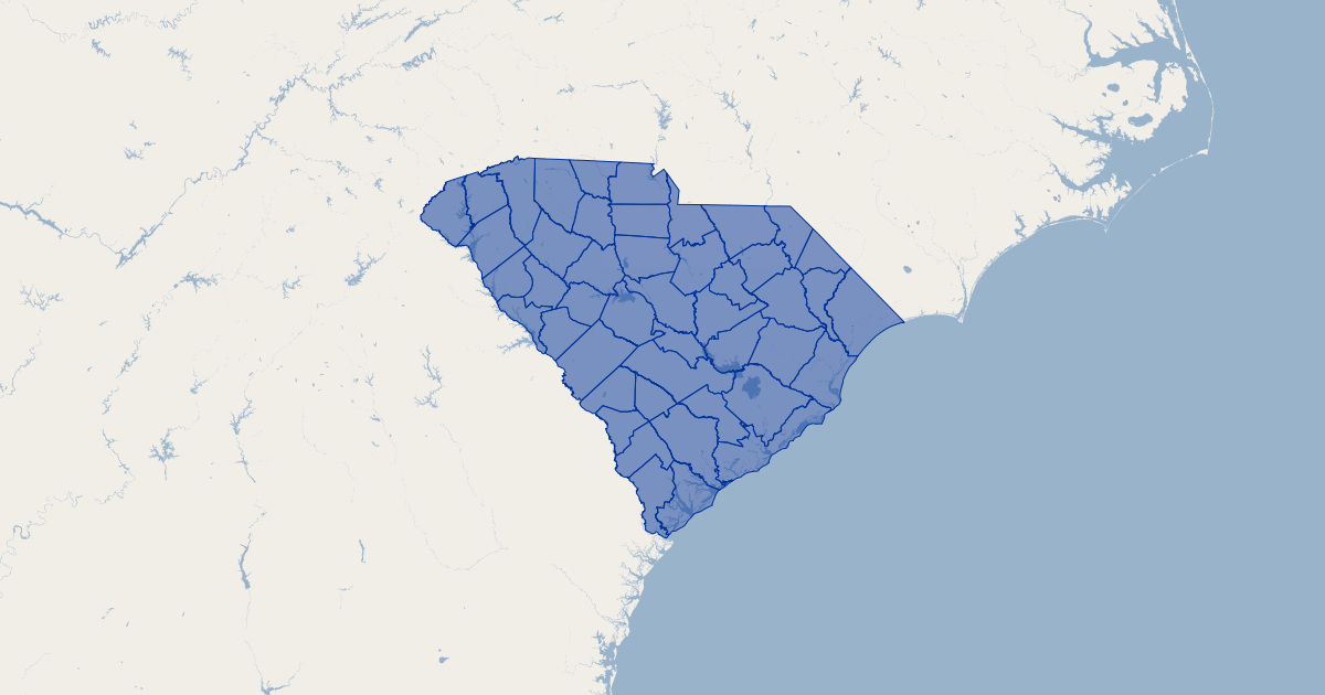 South Carolina County Boundaries - 1200x630